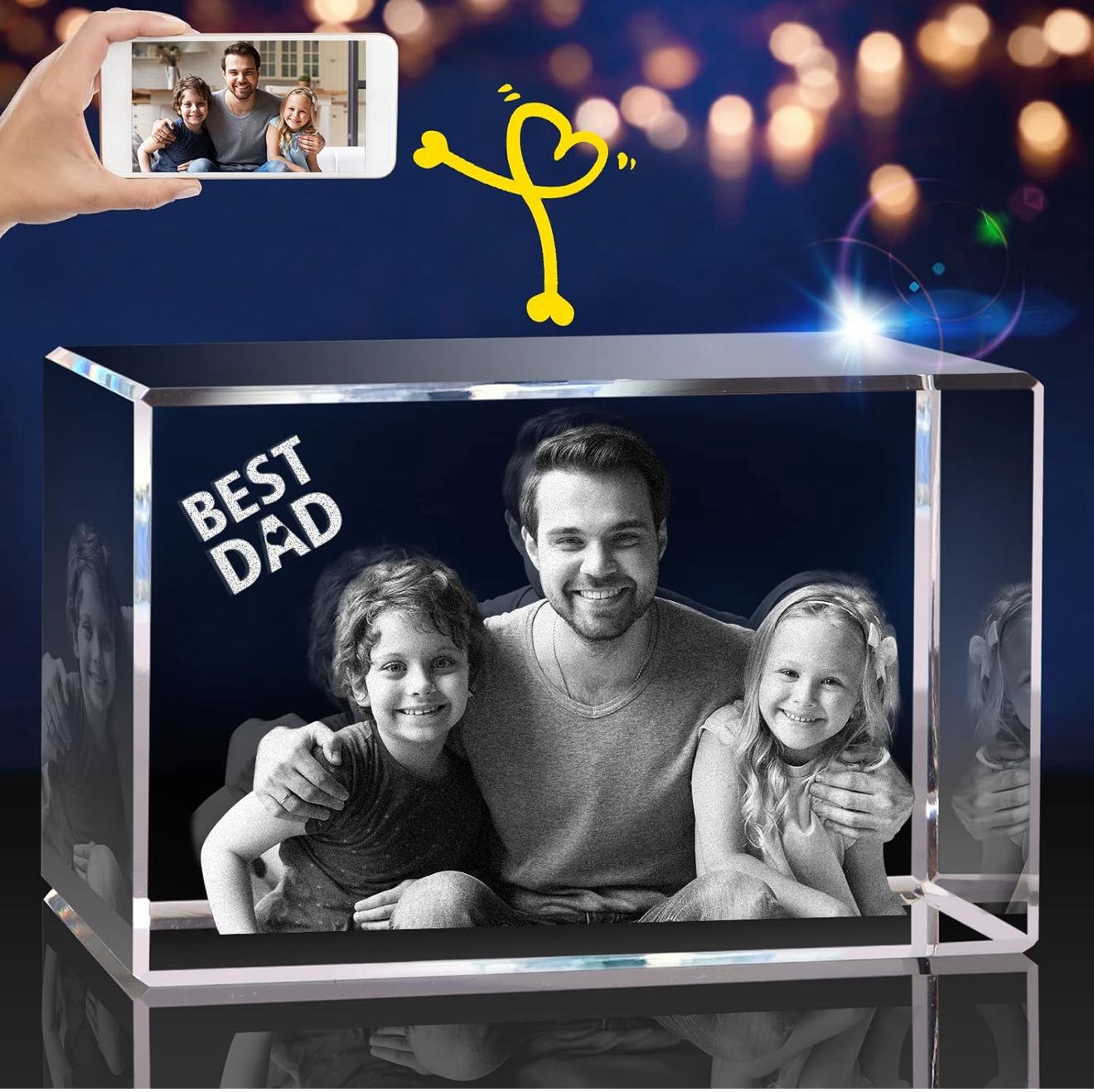 3D Crystal Photo Heart